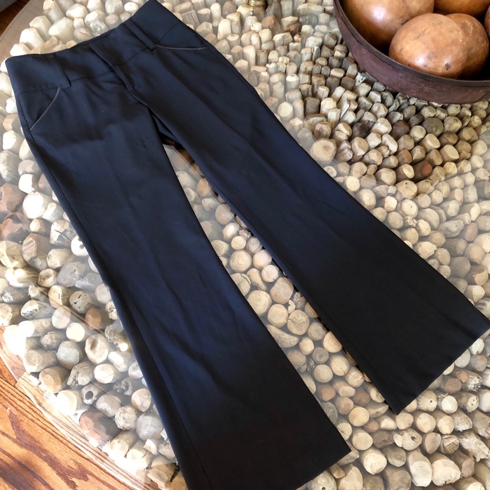 Alice and Olivia Low Rise Leather Trim Trousers